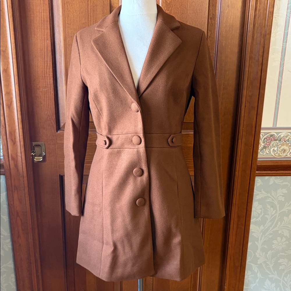 Allegra K Women's Brown Pea Coat. Women’s Size Small